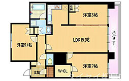 セントプレイスタワー 3LDKの間取図画像