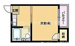 アベニール都島 1DKの間取図画像