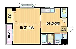 メゾンクレアスタイル 1DKの間取図画像