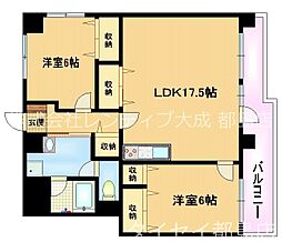 リビエールかすがえ 2LDKの間取図画像