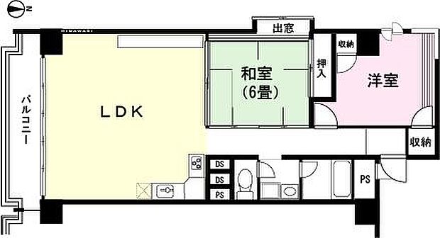 京王熱川マンションＢ棟(2LDK) 6階の間取り