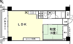 京王熱川マンション 1LDKの間取図画像