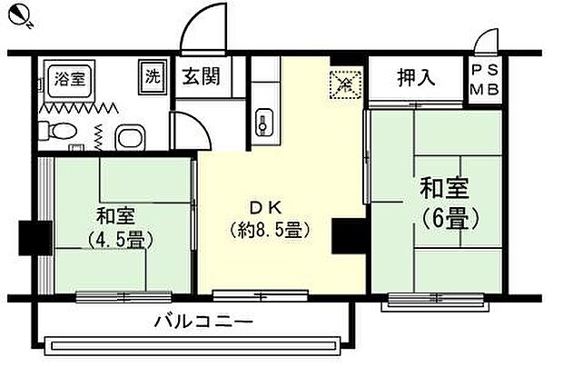 和室4.5畳　和室6畳　DK約8.5畳