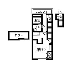 あんしん小畑町 2階ワンルームの間取り