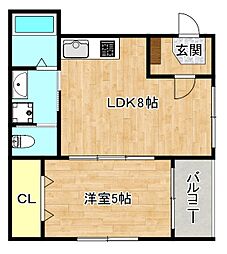 JR関西本線 東部市場前駅 徒歩9分の賃貸アパート 1階1LDKの間取り