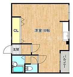 Osaka Metro今里筋線 今里駅 徒歩9分の賃貸マンション 2階ワンルームの間取り
