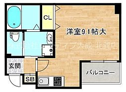 カーサヴィヴァーチェ 3階1Kの間取り