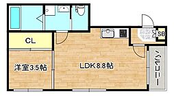 Osaka Metro千日前線 小路駅 徒歩4分の賃貸アパート 1階1LDKの間取り