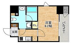 近鉄難波線 今里駅 徒歩6分の賃貸マンション 4階1Kの間取り