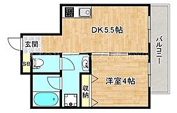 Osaka Metro千日前線 新深江駅 徒歩3分の賃貸マンション 6階1DKの間取り