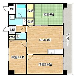 シャリテ今里 3DKの間取図画像