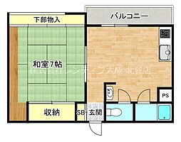 ビスタ桃谷 1DKの間取図画像