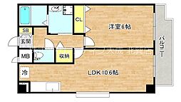 サニーサイド玉造 1LDKの間取図画像