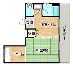 トリム東大阪 2Kの間取図画像