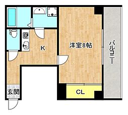 クイーンライフ東今里 1Kの間取図画像