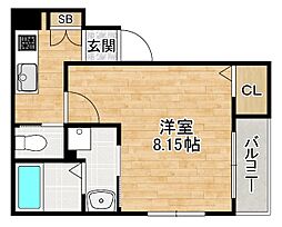 KTIレジデンス桃谷A 1Kの間取図画像