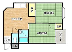 サンシャインMKM大池 2DKの間取図画像