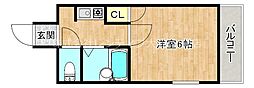 ゴッドフィールド巽 1Kの間取図画像