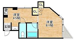 シティーハイツ新今里 1DKの間取図画像