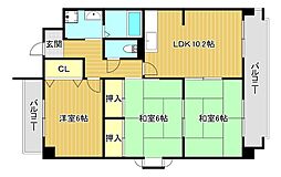 生野プラザ 3LDKの間取図画像