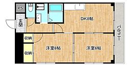 かねまつ南巽マンション 2DKの間取図画像