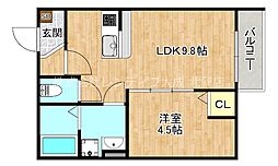 duplex天王寺東 1LDKの間取図画像