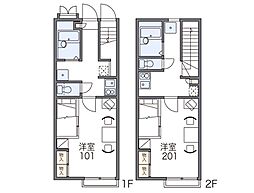 レオパレスエルポルトカーサ 1Kの間取図画像