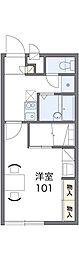 レオパレスグリーングラス 2階1Kの間取り
