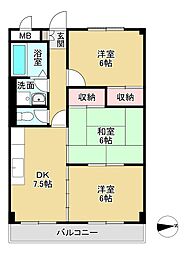 タウンズイノウエ 3DKの間取図画像