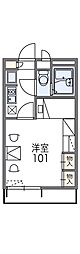 レオパレスＮａｔｕｒａｌｌｙII 2階1Kの間取り