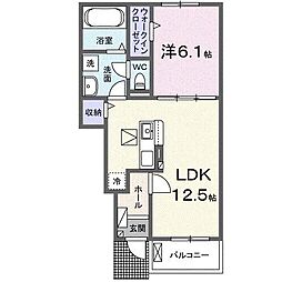 メゾン・レゾナンス　III 1階1LDKの間取り