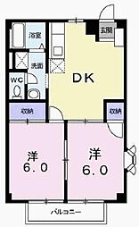 アビタシオンソネ 2階2DKの間取り