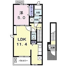 ル・フルール 2階1LDKの間取り