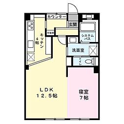 エクセレント宝殿1号棟 1LDKの間取図画像