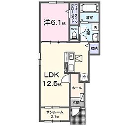 シャルム朝来 1LDKの間取図画像