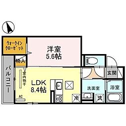RハイツIII 1階1LDKの間取り