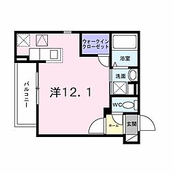 ヒカルサ神戸王塚台I 1階ワンルームの間取り