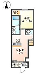 グリーンハーベスト鈴蘭台 1LDKの間取図画像