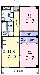 ディアコートK 2DKの間取図画像