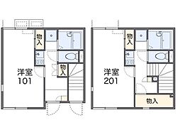 レオネクスト喜多2 1Kの間取図画像