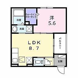 明石市二見町東二見アパート 1LDKの間取図画像