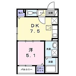 明石市二見町東二見アパート 1DKの間取図画像