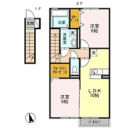アピテ金屋 2LDKの間取図画像