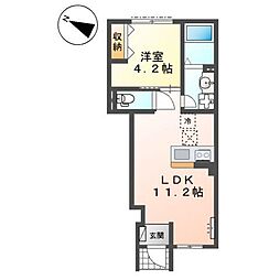 ベルード篠山口 1LDKの間取図画像