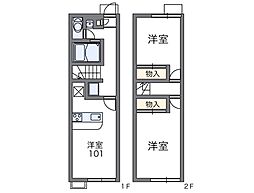レオパレスコム・イグレットB棟 2DKの間取図画像