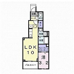 マルセイユ高松 1LDKの間取図画像
