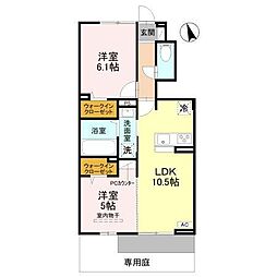 明石市魚住町中尾アパート 2LDKの間取図画像