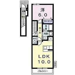 アイビーフラットA 1LDKの間取図画像