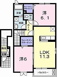 サニーレジデンス御着A 2LDKの間取図画像