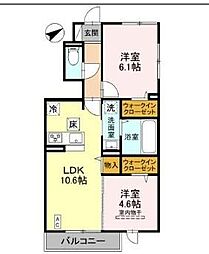 アルコバレーノX 2LDKの間取図画像